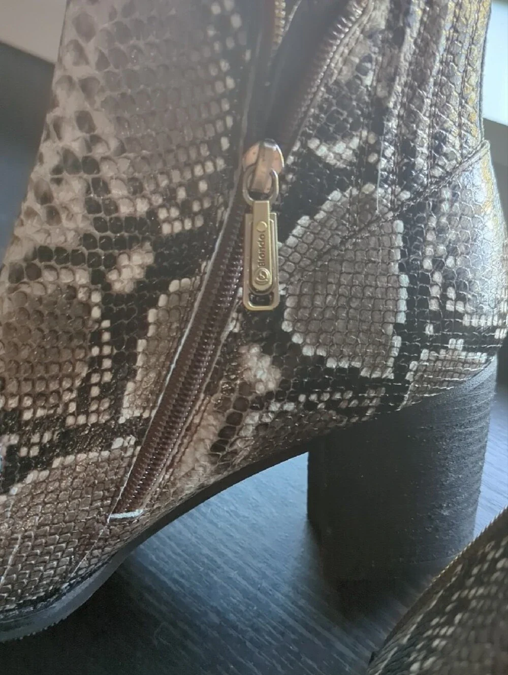 Blondo Snake-Print Ankle Booties in Neutral Tones